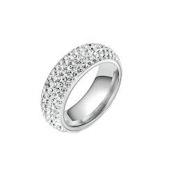 Gualiy Damen-Ring Edelstahl, Ringe Damen Silber 8MM mit Zirkonia Ringe Größe 70 (22.3) von Gualiy