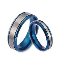 Gualiy Edelstahl Eheringe Paar, Eheringe Partnerringe 5/7mm Blau Silberring Mattiert Fertig Ringe Damen 52 (16.6)+ Herren 62 (19.7) von Gualiy