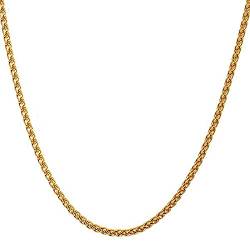 Gualiy Edelstahl Kette Mann Ohne Anhänger, Weizen Kette Halskette 3mm Breite, Edelstahl Kette Herren Gold 76 cm Lang von Gualiy