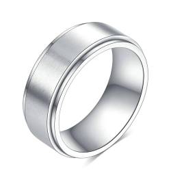 Gualiy Edelstahl Männer Ring, Silber Eheringe Freundschaftsringe Ringe 8MM Spinner Ring Mattiert Fertig Ringe Größe 67 (21.3) von Gualiy