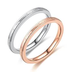 Gualiy Edelstahl Ring Gold, Bandring aus Edelstahl mit 2MM Matt Oberfläche Ring für Herren Damen Roségold, Größe 60 (19.1) von Gualiy