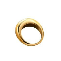Gualiy Edelstahl Ringe für Männer, Gold Damen Ringe Ehering 8MM Hochglanzpoliert Band Ring Größe 54 (17.2) von Gualiy