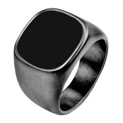 Gualiy Edelstahl Ringe für Männer, Schwarz Eheringe Verlobungsringe 16MM Ring mit Rechteck Schwarz Epoxid Ringe Größe 65 (20.7) von Gualiy