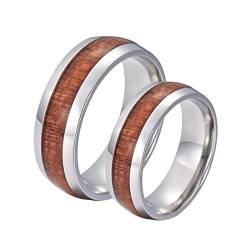 Gualiy Freundschaftsringe Wolfram, Verlobungsringe Eheringe Paar 8mm Silber Ring Einlegen Holz Damen 60 (19.1) + Herren 67 (21.3) von Gualiy