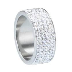 Gualiy Herren-Ring Edelstahl, Silber Eheringe Partnerringe 8MM Ring mit Rund Zirkonia Ringe Größe 60 (19.1) von Gualiy