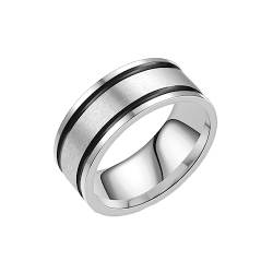 Gualiy Herren-Ring Titan, Silber Damen Ring Emaille Streifen Ring 8MM Ring Größe 65 (20.7) von Gualiy