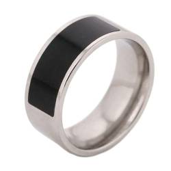 Gualiy Herren-Ring Titan, Silber Eheringe Partnerringe 8MM Ring mit Schwarz Öltropfen Ringe Größe 54 (17.2) von Gualiy