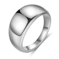 Gualiy Herren-Ringe Titan, Silber Verlobungsring und Ehering 10MM Poliert Rund Ringe Größe 49 (15.6) von Gualiy