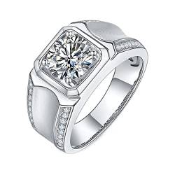 Gualiy Hochzeit Ring Herren, Ringe Silber 925, 925 Sterling Silber Solitaire Design 4 Zinken Mattes Finish 8mm Moissanite 2ct Ring für Jungen, Größe 65 (20.7) von Gualiy