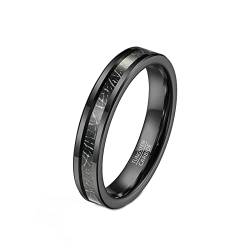 Gualiy Hochzeitsringe Männer, Ringe Wolfram für Männer 4 MM Ringeinlage Mit Glattem Band Und Mit Silberfolie Polierten Kanten Größe 52 (16.6) von Gualiy