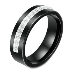 Gualiy Keramik Männer Ringe, Schwarz Verlobung Ring Damen 6MM Ring mit Zirkonia Ring Größe 65 (20.7) von Gualiy