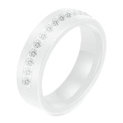Gualiy Keramik Ringe für Herren, Weiß Eheringe Freundschaftsringe 6MM Ring mit Zirkonia Ring Größe 60 (19.1) von Gualiy