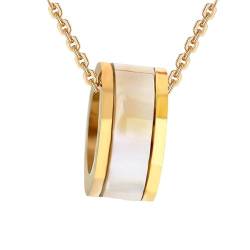 Gualiy Kette Halskette Edelstahl, Halsketten Anhänger Gold 4MM Rund Form mit Muschel Muster Halskette 45CM von Gualiy