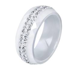 Gualiy Männer Ring Keramik, Weiß Damenring Verlobungsring 8MM Ring mit Rund Weiß Zirkonia Ring Größe 62 (19.7) von Gualiy