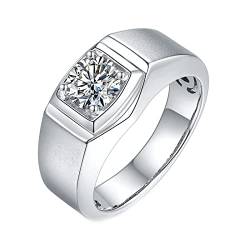 Gualiy Männer Ringe Silber, Ringe Silber Jugendliche, 925 Sterling Silber 4 Zinken Solitaire Design Mattes Finish 6,5 mm Moissanite 1 Karat Ring für Herren, Größe 62 (19.7) von Gualiy