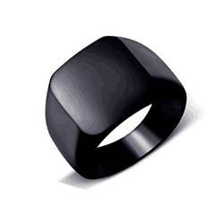 Gualiy Ring Für Männer, Bandring aus 316L Edelstahl mit 14MM Poliertes quadratisches Band Ring für Herren Schwarz, Größe 57 (18.1) von Gualiy