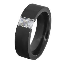 Gualiy Ringe aus Edelstahl, Schwarz Partnerringe Verlobungsringe 6MM Ring mit Rechteck Zirkonia Ring Größe 60 (19.1) von Gualiy