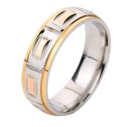 Gualiy Titan Männer Ringe, Gold Silber Trauringe Eheringe 6MM Ring Einfach Rund Ringe Größe 54 (17.2) von Gualiy