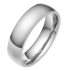 Gualiy Titan Ring Herren, Silber Verlobungsring und Ehering 5MM Hochglanzpoliert Rund Ring Größe 62 (19.7) von Gualiy