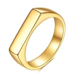 Gualiy Titan Ring Männer, Gold Eheringe Freundschaftsringe 4MM Poliert Rechteck Form Ring Größe 65 (20.7) von Gualiy