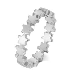 Gualiy Titan Ring für Herren, Silber Verlobungsring und Ehering 4MM Stern Form Ringe Größe 52 (16.6) von Gualiy