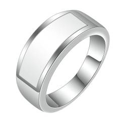 Gualiy Titan Ring für Männer, Silber Eheringe Partnerringe 8.5MM Ring mit Rechteck Weiß Zirkonia Ringe Größe 54 (17.2) von Gualiy