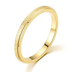 Gualiy Verlobungsring Damen, Eheringe aus Edelstahl mit 2MM Matt Oberfläche Ring für Damen Gold, Größe 45 (14.3) von Gualiy