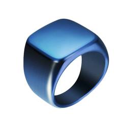 Herren-Ring Edelstahl, Blau Trauringe Eheringe 18MM Hochglanzpoliert Quadrat Ringe Größe 62 (19.7) von Gualiy