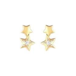 Ohrringe Damen 18 Karat, Ohrringe Gold 750 Damen Stern mit Rund Diamant Ohrstecker von Gualiy