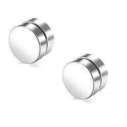 Stainless Steel Earrings Studs Clip On Earrings Magnetic Polished Silver Circle 6mm Earrings von Gualiy