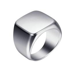 Titan Ring Männer, Silber Herren Ringe Freundschaft 18MM Hochglanzpoliert Quadrat Ring Größe 60 (19.1) von Gualiy