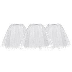 1/2/3 Stück Damen 50er Ballettrock Multi-Schichten Vintage Ballet Blase Firt Tulle Petticoat Puffy Tutu Rock Tüllrock Minirock Tanzkleid Kurz Unterrock Dehnba Abendkleid (3 Stück-White, One Size) von Guanghuansishe