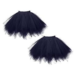 1/2/5 Stücke Karneval Tüllrock Damen Kurz Rock Hohe Taille Tutu Rock Tüllrock Petticoat 50er Puffy Tütü Minirock Reifrock (DE/NL/SE/PL, Alphanumerisch, Einheitsgröße, Regular, Regular, 2 Stücke O) von Guanghuansishe