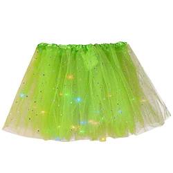 Damen Tüll Tutu Rock Sterne Pailletten Tutu Rock Mit LED Lampe Prinzessin Rock für Party Ballett Tanzen, Tüllrock Damen LED Tütü Erwachsene Teenager Tutu Party Ballett Tanzen Fancy (Green, One Size) von Guanghuansishe