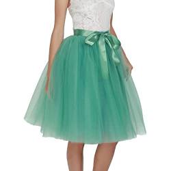 Tüllrock Damen Karneval Kostüm Tutu Rock Tütü, Tüllrock Damen Midi Retro 50er Rockabilly Rock Hohe Taille Tutu Rock Petticoat Unterrock Ballett Blase Petticoat Tuturock Tütü (a-Green, One Size) von Guanghuansishe