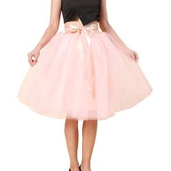 Tüllrock Damen Karneval Kostüm Tutu Rock Tütü, Tüllrock Damen Midi Retro 50er Rockabilly Rock Hohe Taille Tutu Rock Petticoat Unterrock Ballett Blase Petticoat Tuturock Tütü (a-Pink, One Size) von Guanghuansishe