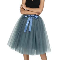 Tüllrock Damen Midi Retro 50er Rockabilly Rock Hohe Taille Tutu Rock Petticoat Unterrock Ballett Blase Petticoat Tuturock Tütü Tüllrock Lang Reifrock Kleid Tüll Underskirt (Dark Gray, One Size) von Guanghuansishe