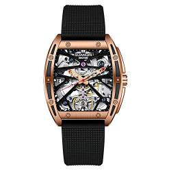 Guanqin Neue Männer Automatische Leuchtende Armbanduhr Skelett Tourbillon Wasserdichte Mechanische Uhr, RGB-Gummi, Gurt von Guanqin