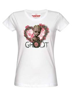 Guardians Of The Galaxy Heart Flowers Frauen T-Shirt weiß XS von Guardians Of The Galaxy