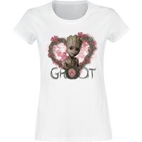 Guardians Of The Galaxy - Marvel T-Shirt - Heart Flowers - XS bis XL - für Damen - Größe XS - weiß  - Lizenzierter Fanartikel von Guardians Of The Galaxy