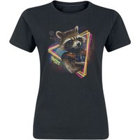 Guardians Of The Galaxy - Marvel T-Shirt - Neon Rocket - S bis XXL - für Damen - Größe L - schwarz  - Lizenzierter Fanartikel von Guardians Of The Galaxy