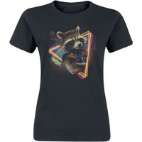 Guardians Of The Galaxy - Marvel T-Shirt - Neon Rocket - S bis XXL - für Damen - Größe S - schwarz  - Lizenzierter Fanartikel von Guardians Of The Galaxy