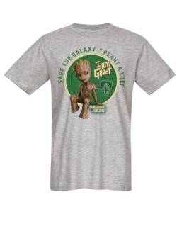 Guardians of the Galaxy Groot - Save The Planet Männer T-Shirt grau meliert M von Guardians of the Galaxy (Marvel)