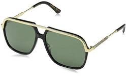 Gucci Unisex-Erwachsene GG0200S 001 Sonnenbrille, Schwarz (1/Green), 57 von Gucci