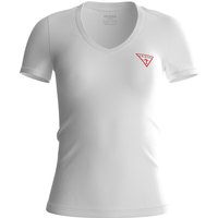 GUESS T-Shirt, Logo, V-Ausschnitt, für Damen, weiß, XL von Guess