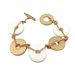 Guess Pulsera Mujer CWB10902 Cerámica Dorado Acero Blanco Acero/Cerámica (21 cm) von Guess