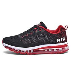 smarten Sportschuhe Herren Damen Laufschuhe Unisex Turnschuhe Air Atmungsaktiv Running Schuhe mit Luftpolster BlackRed 43 von Gugifcto