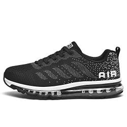 smarten Sportschuhe Herren Damen Laufschuhe Unisex Turnschuhe Air Atmungsaktiv Running Schuhe mit Luftpolster Blackwhite 43 von Gugifcto