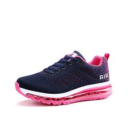 smarten Sportschuhe Herren Damen Laufschuhe Unisex Turnschuhe Air Atmungsaktiv Running Schuhe mit Luftpolster bluered 37 von Gugifcto