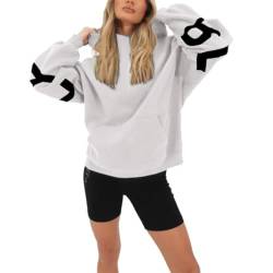 GuiSoHn Backprint Hoodie for Damen Oversize Pullover Mit Kapuze Sport Gym Athletic Sweatshirt Baggy Soft Kapuzenpullover Tee Tops Shirts Sportbekleidung von GuiSoHn